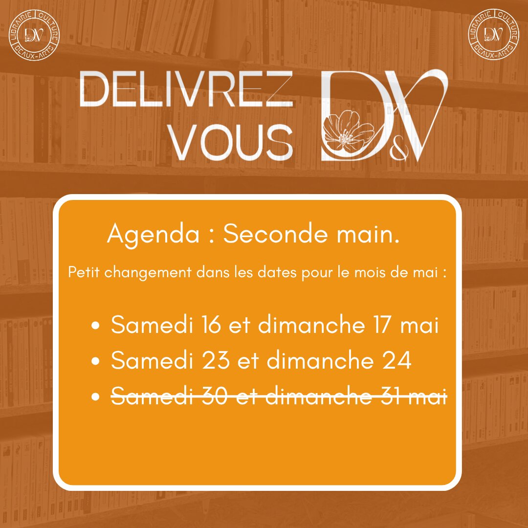 Agenda Seconde main pour le mois de mai